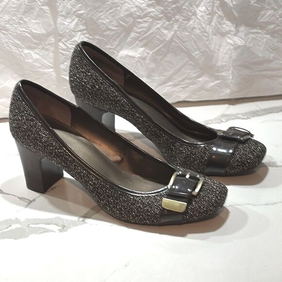Bandolino | Women’s Brown Houndstooth Buckle Jamel Heels Pumps Size 9.5 - Picture 2 of 13